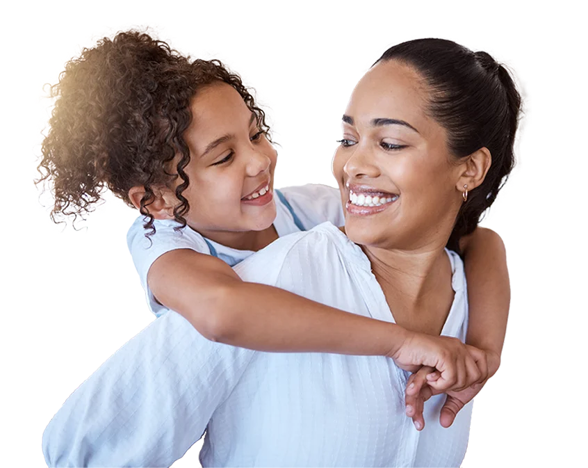 happy mother and daughter